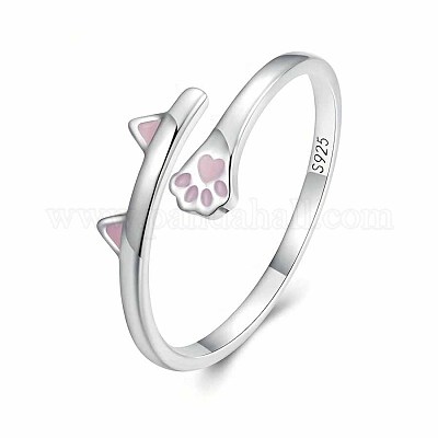 Кольца-манжеты с эмалевым покрытием из стерлингового серебра с принтом кошачьей лапки 925 шт. FS-WG89A7D-01-1