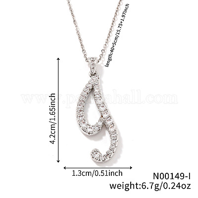 Элегантные модные латунные ожерелья с подвеской в виде алфавита из микропаве из прозрачных кубических цирконий OI8825-5-1
