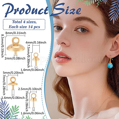 56 шт. 4 стиля латунные подвески-булавки с чашечкой из жемчуга KK-ME0001-74G-1