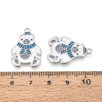 Подвески в виде медведей из эмалированного сплава с гальваническим покрытием&nbsp;ENAM-T024-74A-P-1