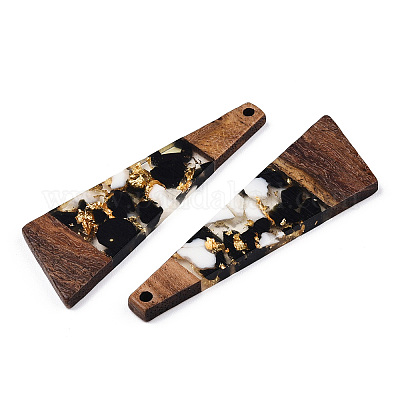 Большие подвески из прозрачной смолы и орехового дерева X-RESI-TAC0017-71-A01-1