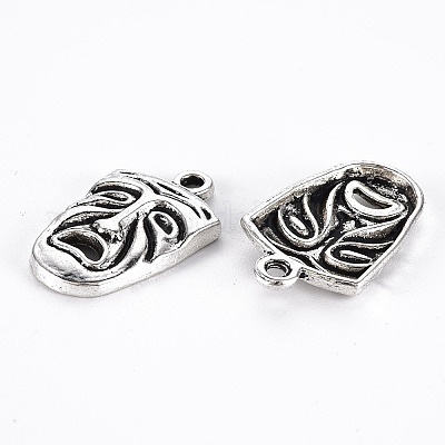 Подвески из сплава в тибетском стиле с хмурым лицом TIBEP-N008-067AS-RS-1