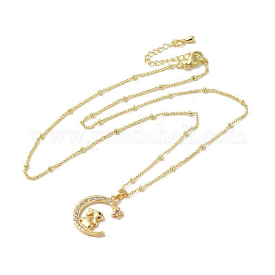 Ожерелья с подвесками из латуни с прозрачным фианитом и прозрачным фианитом NJEW-K269-05G-07-1