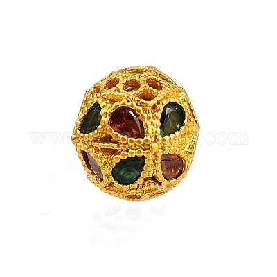 Полая стойка покрытие латунь цветные кубические циркониевые бусины KK-L236-14G-1