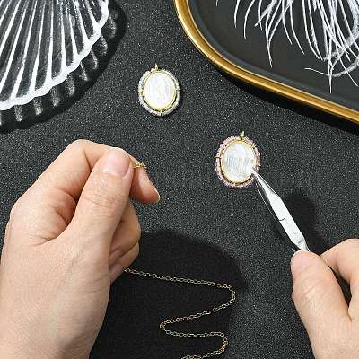 2 шт. подвески из латуни с микропаве из кубического циркония и ракушек KK-CJ0003-03-1