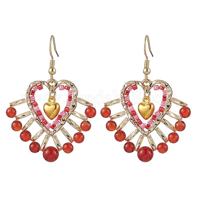 Стекло бисер болтающиеся серьги EJEW-MZ00330-1