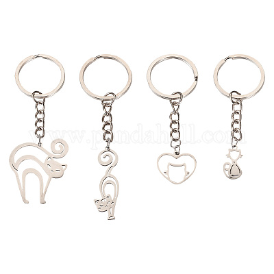 201 брелок для ключей из нержавеющей стали в виде кошки KEYC-TAC00008-1