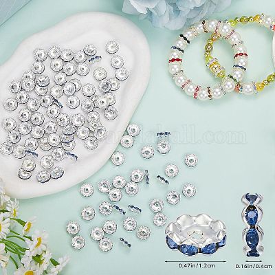 120 Stück Messing Strass Abstandsperlen&nbsp;RB-SZ0001-07A-1