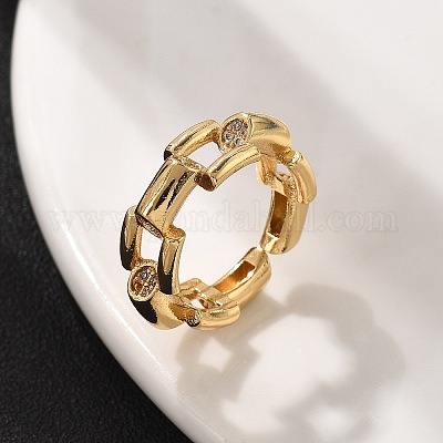 Кольца для женщин с микропаве из латуни и прозрачными кубическими цирконами RJEW-S622-10G-1