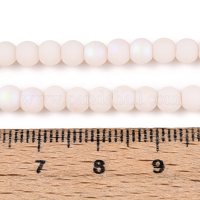 Нити из матовых непрозрачных стеклянных бусин GLAA-T032-P4mm-MBB09-1