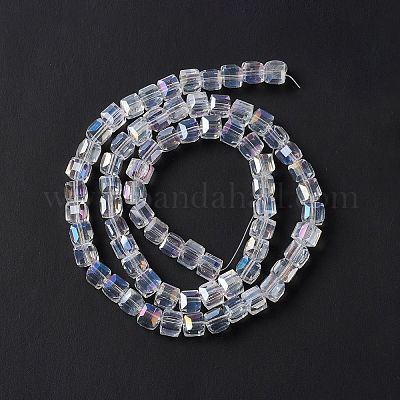 Стеклянные бусины с гальваническим покрытием  X-EGLA-D018-8x8mm-01-1