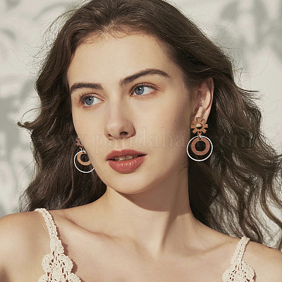 36 шт. 9 шт. фурнитура для сережек-гвоздиков из орехового дерева MAK-UN0001-43-1