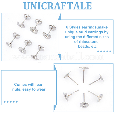 84 шт. 6 шт. фурнитура для сережек-гвоздиков из нержавеющей стали 201 STAS-UN0057-42-1