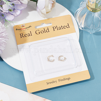 6 шт. фурнитура для ушей из латуни с микропаве из прозрачного кубического циркония KK-BBC0009-76-1