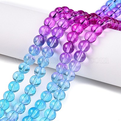 Выпечка расписные прозрачные стеклянные бусины DGLA-M001-8mm-07-1