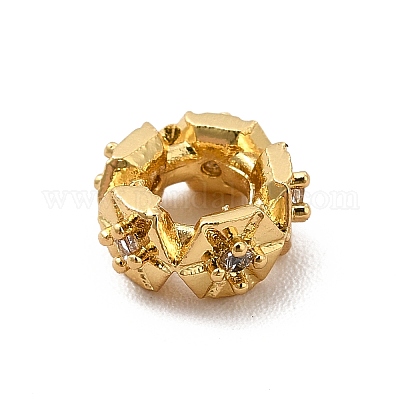 Стойка покрытие латунь кубический цирконий дистанционные бусины KK-G458-10B-G-1