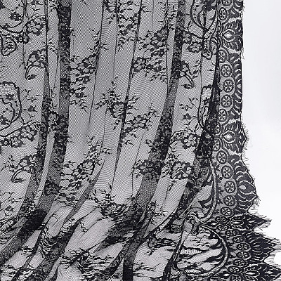 Кружевная ткань из полиэстера с цветочным узором DIY-WH0496-28B-1