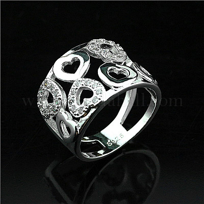 Кольца для женщин из латуни с узором в виде сердца и кристаллами из горного хрусталя FS-WGDA7BB-01-1