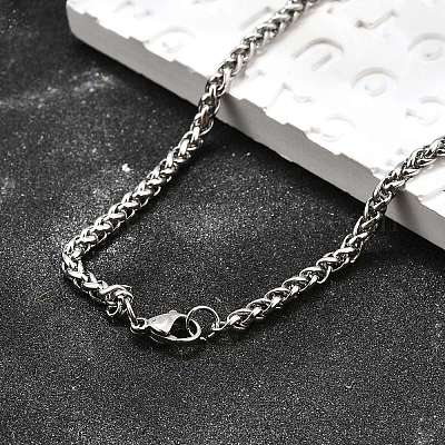 Устойчивые к потускнению модные мужские ожерелья из нержавеющей стали 201 из пшеничной цепи NJEW-L043A-45P-1