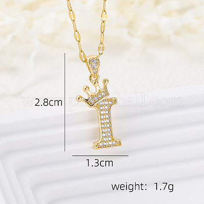 Латунные микропаве прозрачные кубические цирконии корона инициал кулон ожерелья FS-WGD727C-09-1