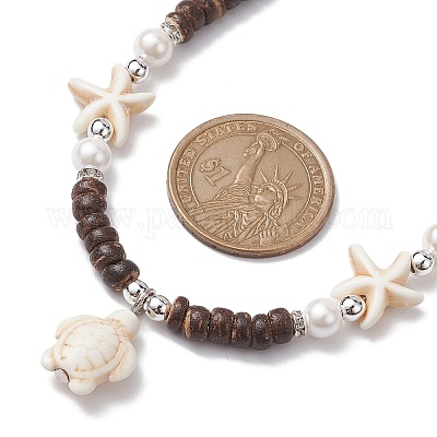 Женские ожерелья с подвеской из синтетической бирюзы в виде морской черепахи NJEW-JN04665-1