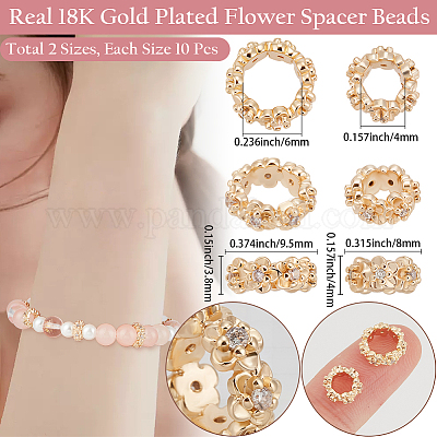 20 шт. 2 стиля латунные микропаве кубические циркониевые европейские бусины KK-BBC0018-91-1