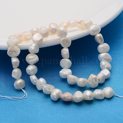 1 strands 33cm Cultured Freshwater Potato Pearls white Baroque for