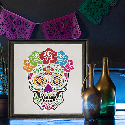 Reusable Stencil - Craft - Scrapbooking // DIA DE LOS MUERTOS - MEXICAN  SKULL