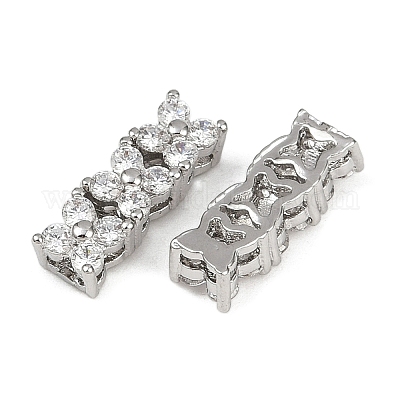 Экологичные прямоугольные подвески из латуни с микропаве и кубическим цирконием ZIRC-M087-10P-NR-1-1