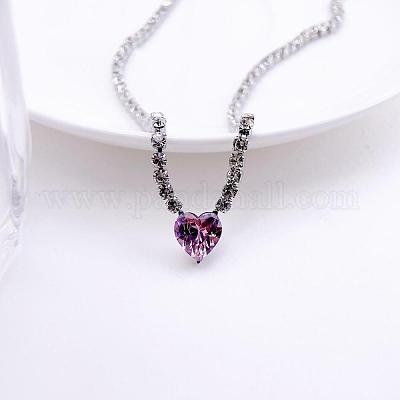 Теннисные ожерелья с подвеской в форме сердца из латуни с кубическими цирконами FS-WGB48C6-01-1