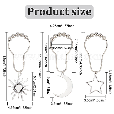 18 шт. 3 стильных железных кольца для занавески для душа в стиле вселенной для ванной комнаты&nbsp;HJEW-OC0001-24-1