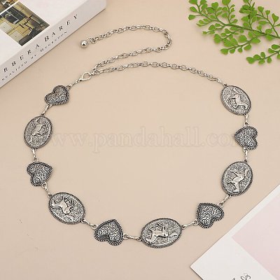 Женские ремни из сплава в этническом стиле с овальными звеньями в виде лошади и сердца FS-WG752C3-01-1