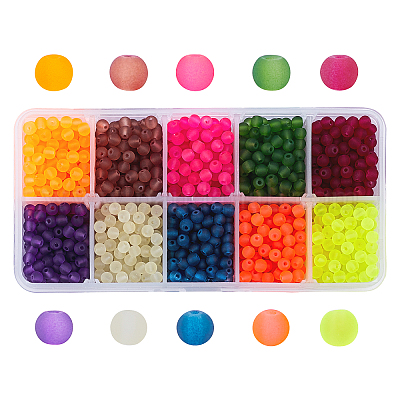 Wholesale PandaHall 2000pcs 4mm Frosted Glass Beads for Jewelry