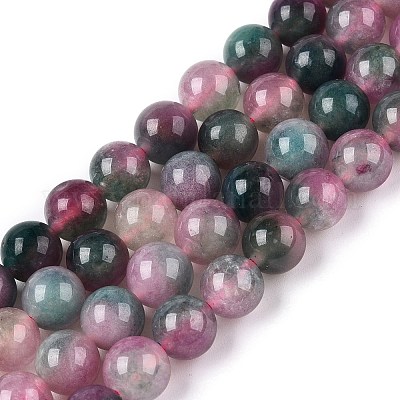 Окрашенные природные белый нефрит бисер пряди G-T138-8mm-210-28-1