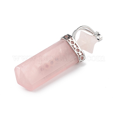 Большие подвески из натурального розового кварца с тематикой чакр G-L524-12P-01-1