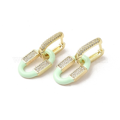 Овальные серьги-кольца из латуни с покрытием из настоящего золота 18 карат EJEW-L268-041G-06-1