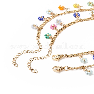 Wholesale Glass Braided Flower Charm Bracelet & Necklace