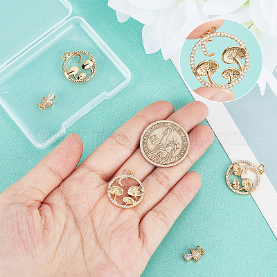 8 шт. 2 подвески в осеннем стиле из латуни с микропаве из прозрачных кубических цирконий ZIRC-SC0001-26-1