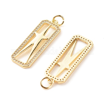 Латунные микропаве прозрачные подвески с фианитом ZIRC-P094-05G-RS-1