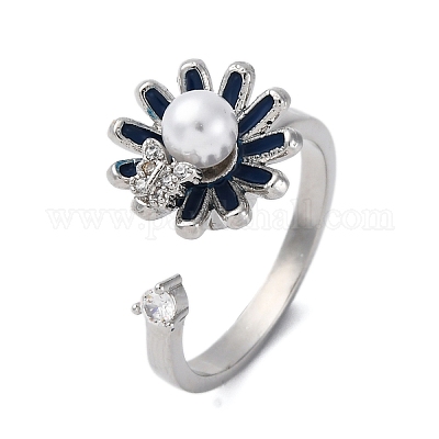 Открытые манжеты из латуни с микропаве и прозрачным фианитом RJEW-S624-01P-1