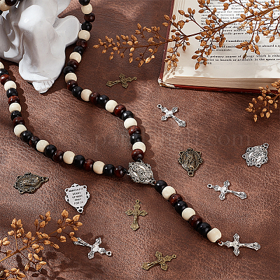 Деревянные четки бисерные ожерелья браслеты набор для изготовления DIY-PH0021-64-1