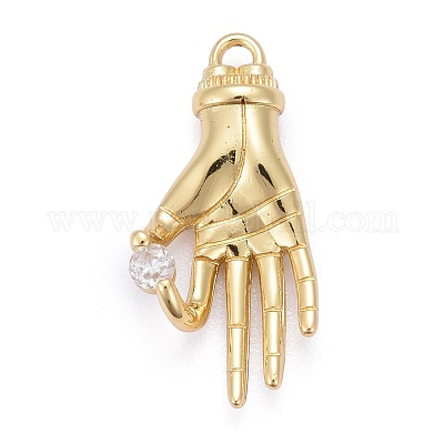 Латунные микропаве прозрачные подвески с фианитом ZIRC-A018-04G-RS-1