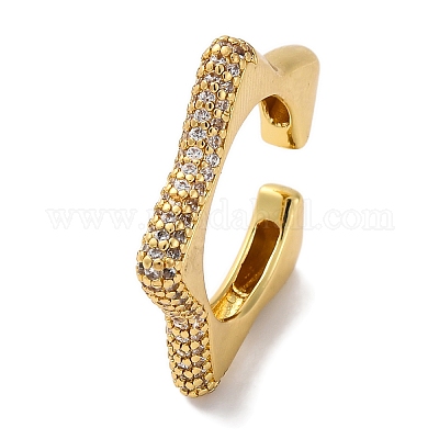 Кольца-манжеты для женщин с открытыми кольцами из латуни и кубическим цирконием в виде звезды RJEW-S242-02G-C-1