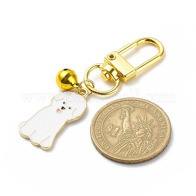 Эмалевая собака латунный колокольчик кулон украшения HJEW-JM00810-1
