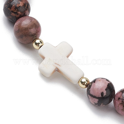 Браслеты с круглыми бусинами и смешанными драгоценными камнями в стиле charka для женщин и мужчин BJEW-JB11365-1