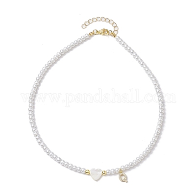 Ожерелья с подвесками из латуни микро-паве класса AAA с кубическим цирконием и буквами NJEW-JN04771-17-1