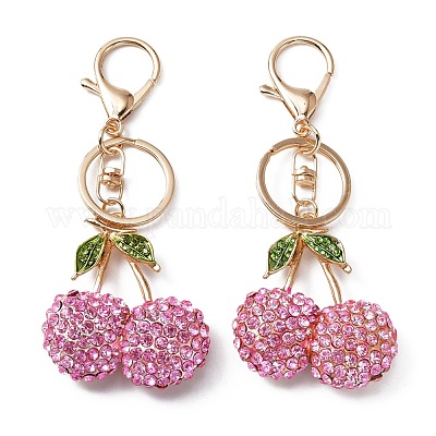 Брелок со стразами из цинкового сплава KEYC-WH0029-36G-02-1