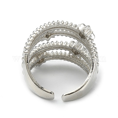 Кольцо-манжета со звездой из прозрачного кубического циркония RJEW-F144-01P-1