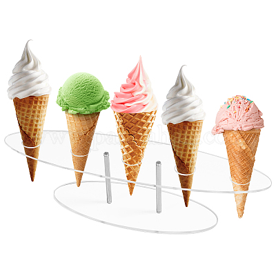 透明なアクリル アイス クリーム コーンのディスプレイ スタンド 5穴