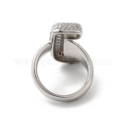 Открытое кольцо-манжета из латуни с надписью микро паве для женщин с прозрачным кубическим цирконием RJEW-N046-03J-P-1